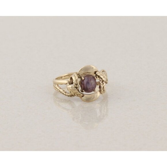 10k Yellow Gold Natural Ruby Star Sapphire Ring Size 7 1/4 - Picture 7 of 7